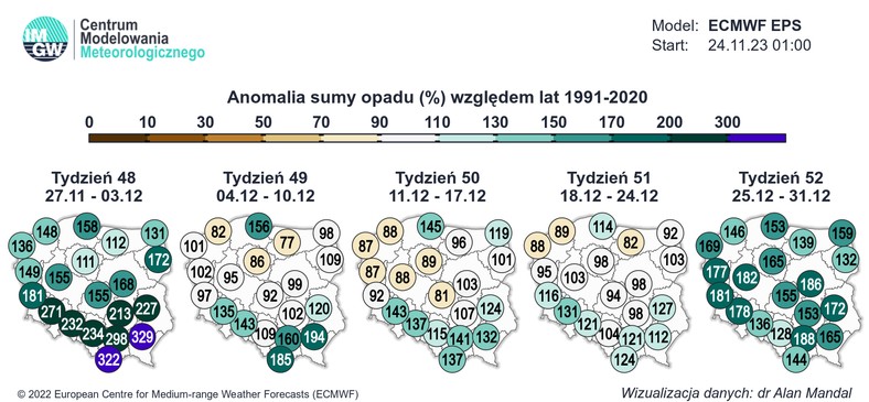 Ostatnie tygodnie roku przyniosą dużo opadów