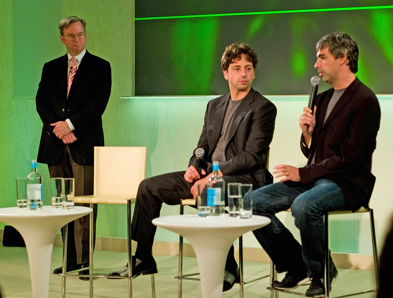 (od lewej) Eric Schmidt — prezes Google w latach 2011-2015, Siergiej Brin i Larry Page