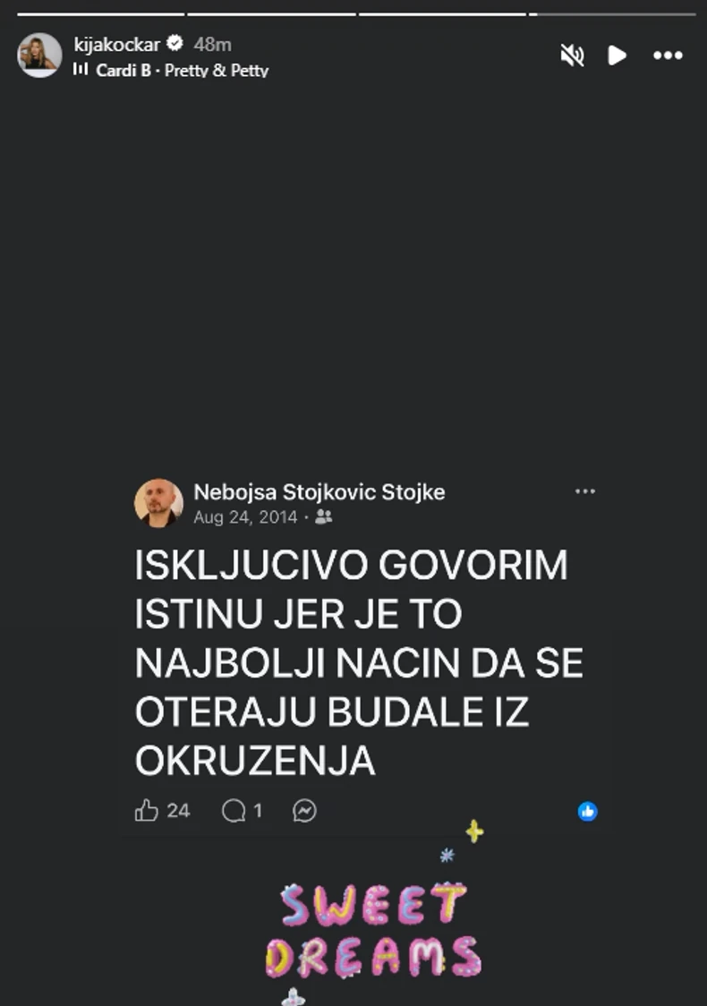 Kija Kockar javno podelila objavu muža Katarine Živković: "Isključivo govorim istinu"
