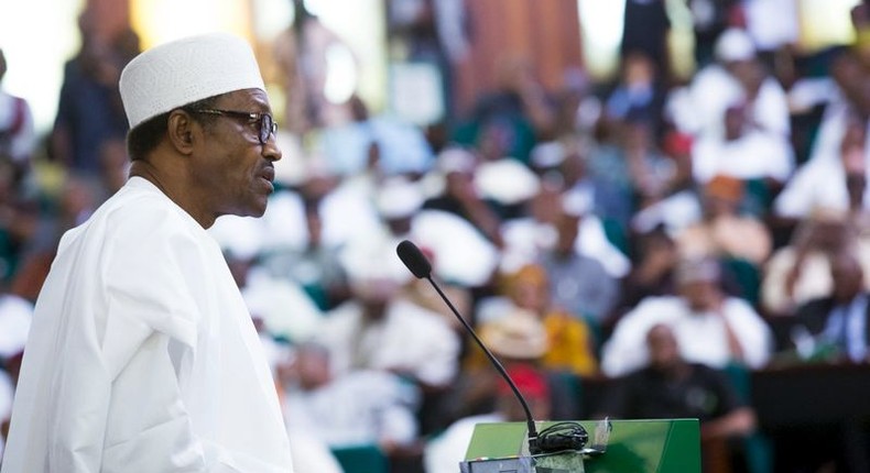 President Muhammadu Buhari delivering the 2016 budget at the National Assembly in Abuja, Nigeria December 22, 2015.