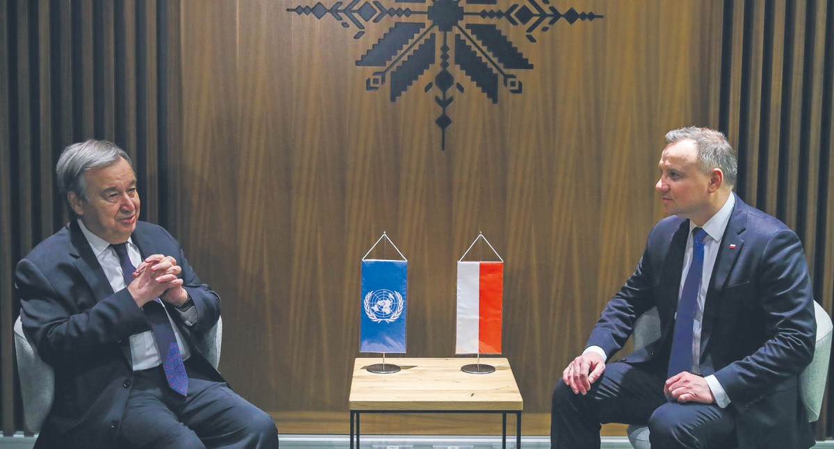 Sekretarz generalny ONZ Antonio Guterres między wizytami w Moskwie i Kijowie rozmawiał w Polsce z Andrzejem Dudą