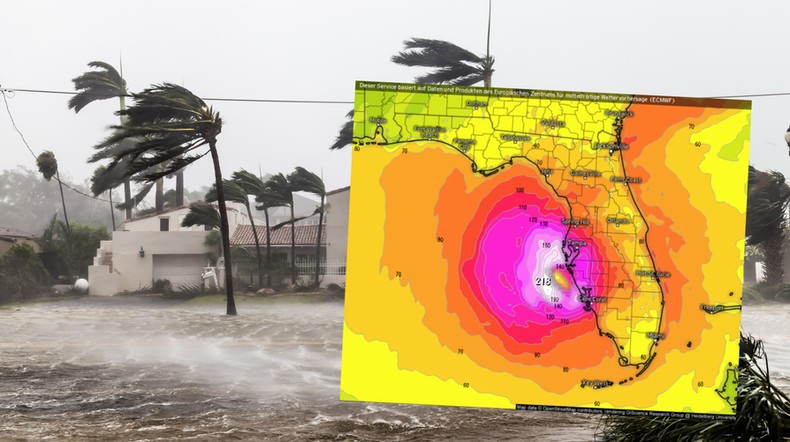 Niezwykle groźny huragan uderzy we Florydę (mapa: kachelmannwetter.de)