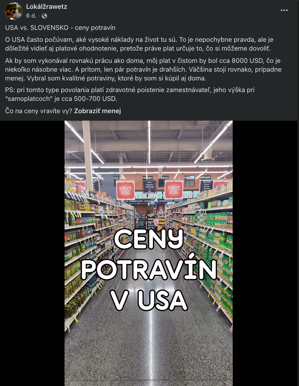 Bloger porovnal ceny v potravinách v USA a na Slovensku. 