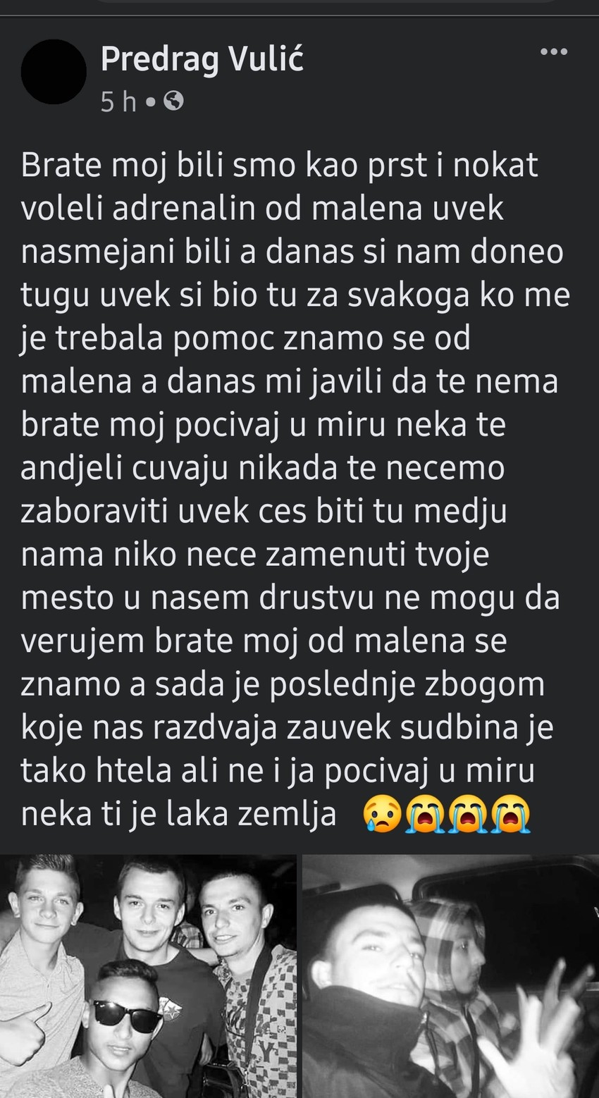 Prijatelji se opraštaju od poginulog mladića