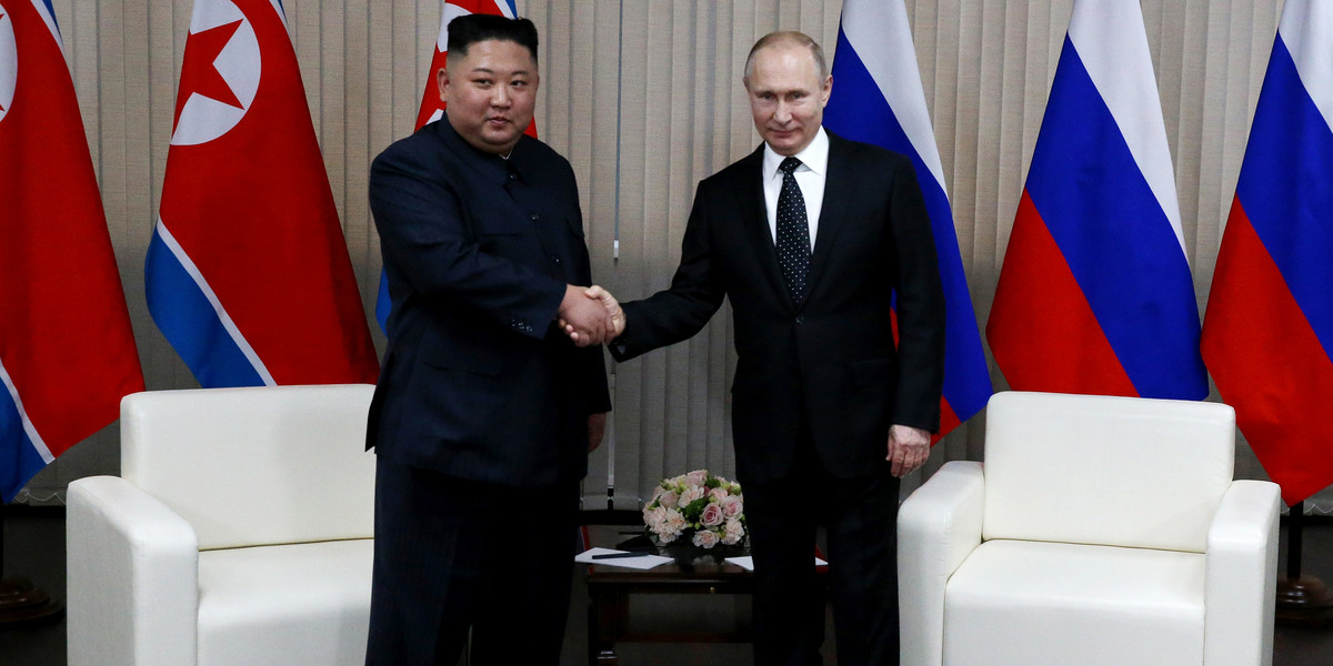 Przywódcy Rosji i Korei Północnej na spotkaniu w kwietniu 2019 r.