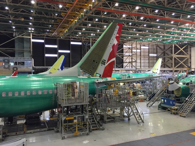 Produkcja Boeinga 737 NG w fabryce w Renton w USA.