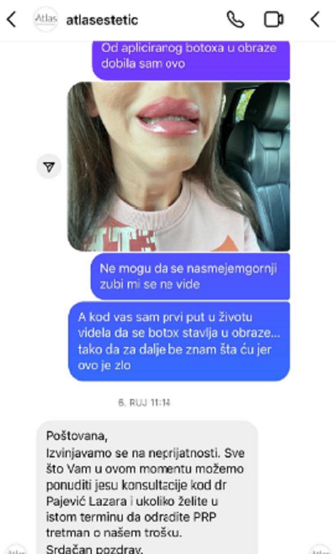 Detalji razgovora sa Instagrama foto: ustupljena fotografija/privatna arhiva