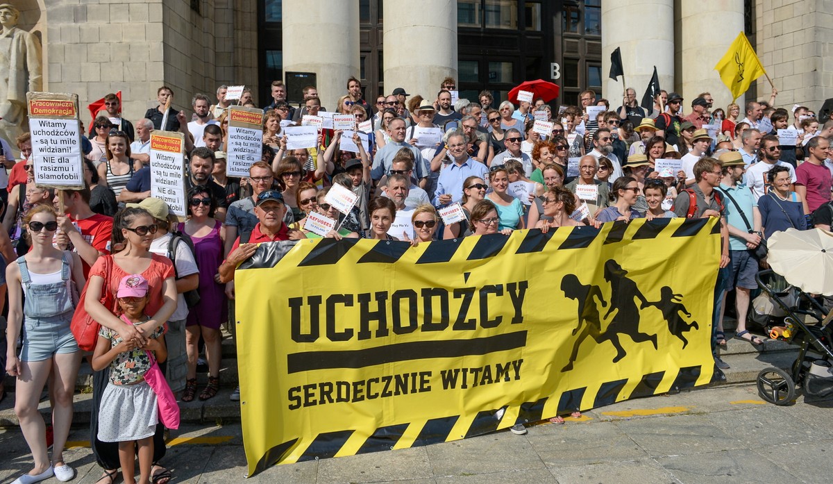 Manifestacja solidarności z uhodźcami w Warszawie