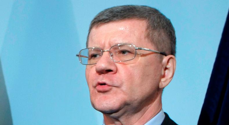 Russian Prosecutor General Yuri Chaika speaks to the media during their meeting in Moscow, Russia on May 7, 2015.