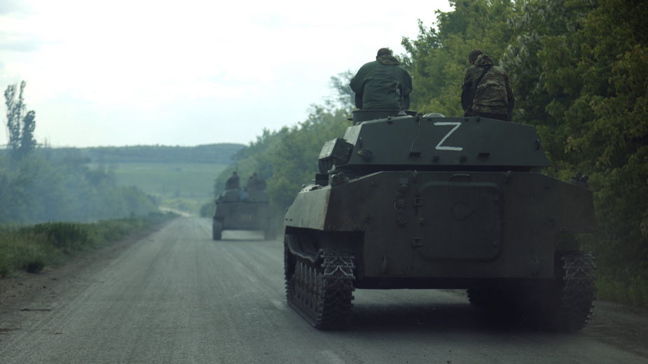 Rosyjskie pojazdy wojskowe widziane w obwodzie donieckim w Ukrainie (28.05.2022)