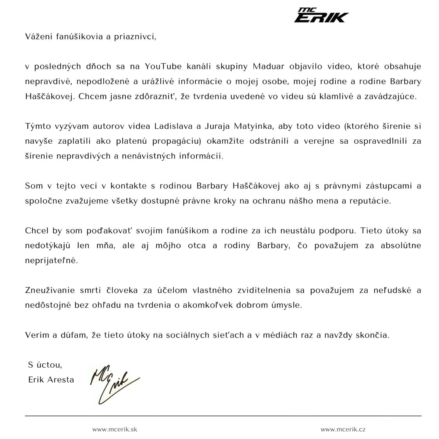 Reakcia MC Erika na video Maduaru.