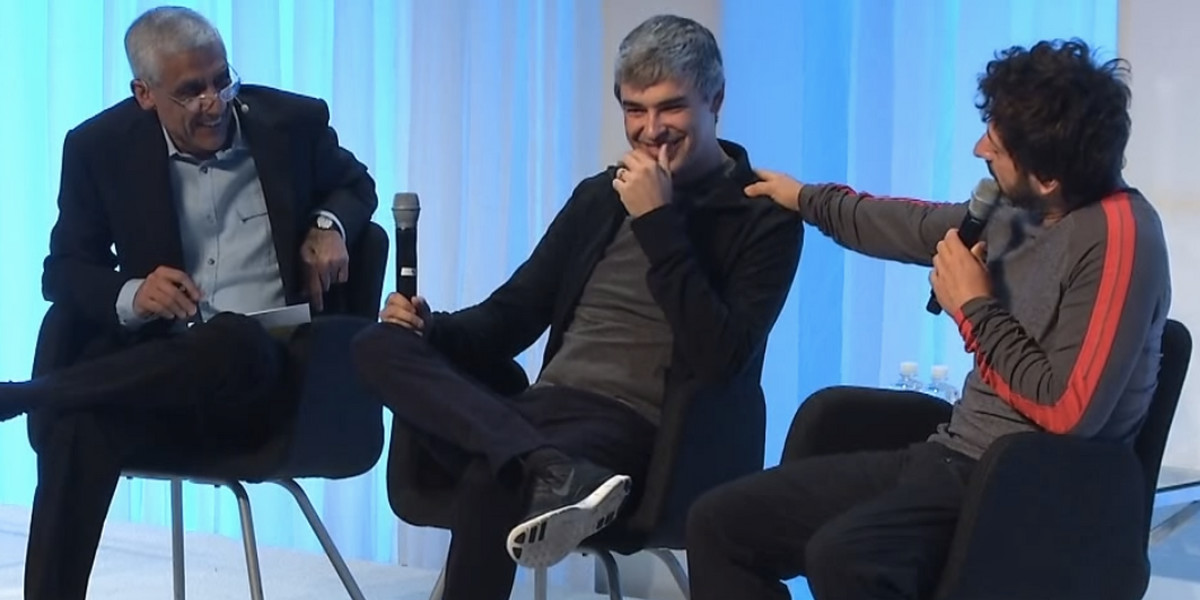 Vinod Khosla, a venture capitalist, with Google cofounders Larry Page and Sergey Brin.
