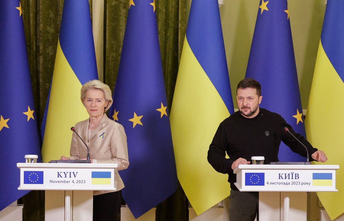 Ursula von der Leyen i Wołodymyr Zełenski