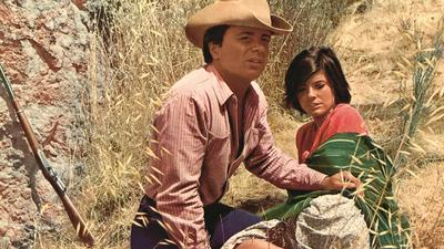 The actors Robert Blake and Katharine Ross in a scene from the movie Tell Them Willie Boy Is Here, 1969