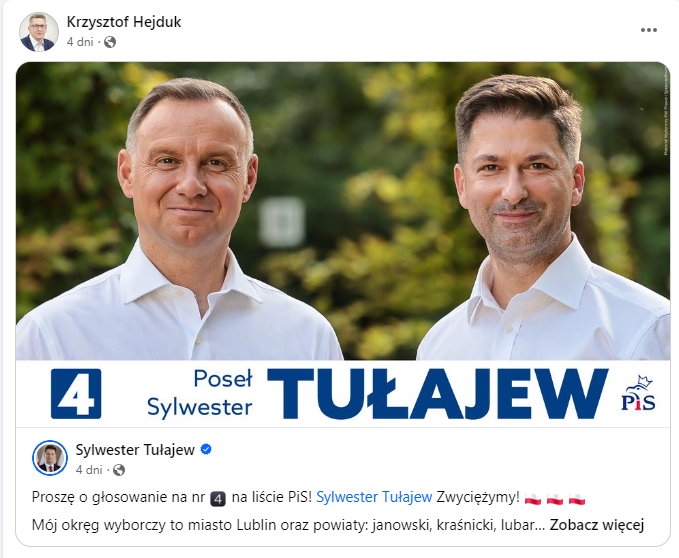 Komendant Krzysztof Hejduk wspiera kandydatów PiS-u