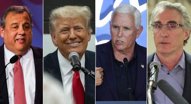 Chris Christie, Donald Trump, Mike Pence, and Doug Burgum will all in the GOP primary by the end of the week. Only one is actually benefiting from it though, and it's the guy smiling. Wade Vandervort/Getty, Andrew Caballero/Getty, Scott Olson/Getty, Stephen Yang/Getty