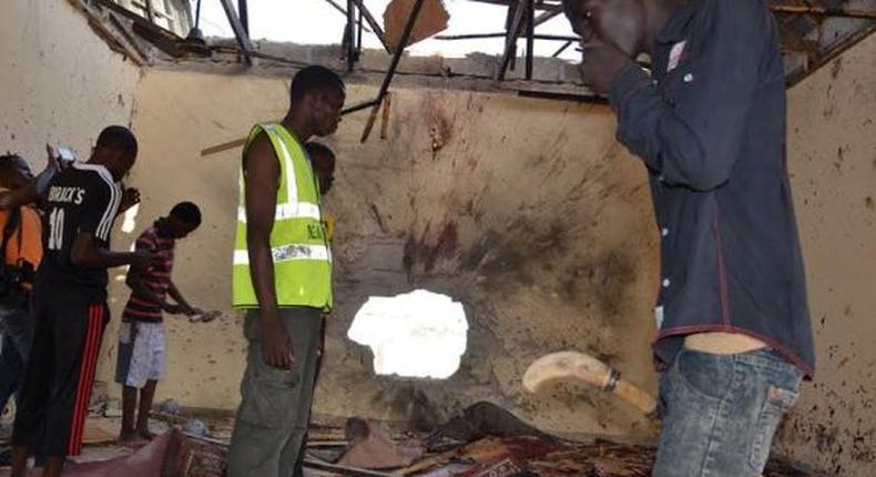 Photos from scene of mosque bomb blast in Maiduguri on October 23, 2015