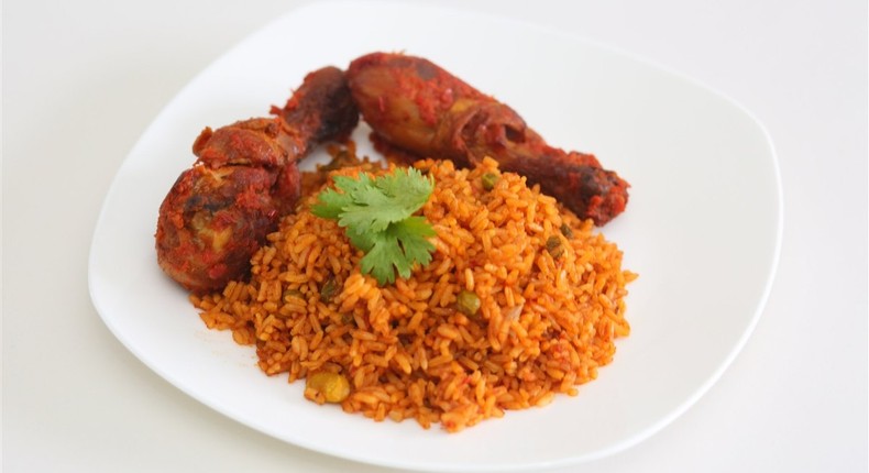 Jollof rice is usually served with chicken