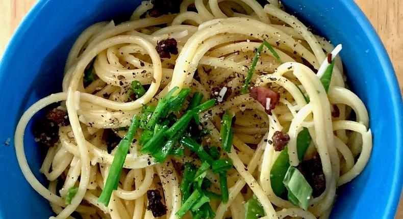 I made Ina Garten's spring green spaghetti carbonara and had dinner ready in 30 minutes.Anneta Konstantinides/Business Insider