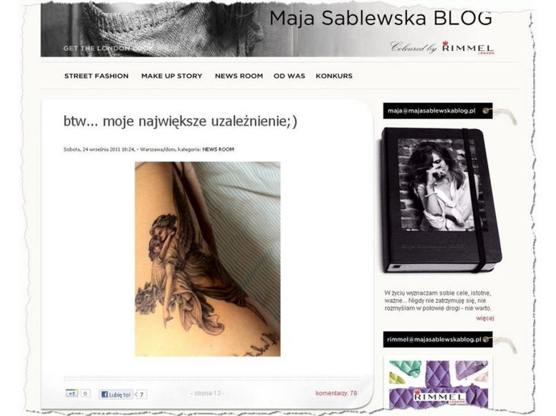 Maja Sablewska pochwaliła się nowym tatuażem na swoim blogu.