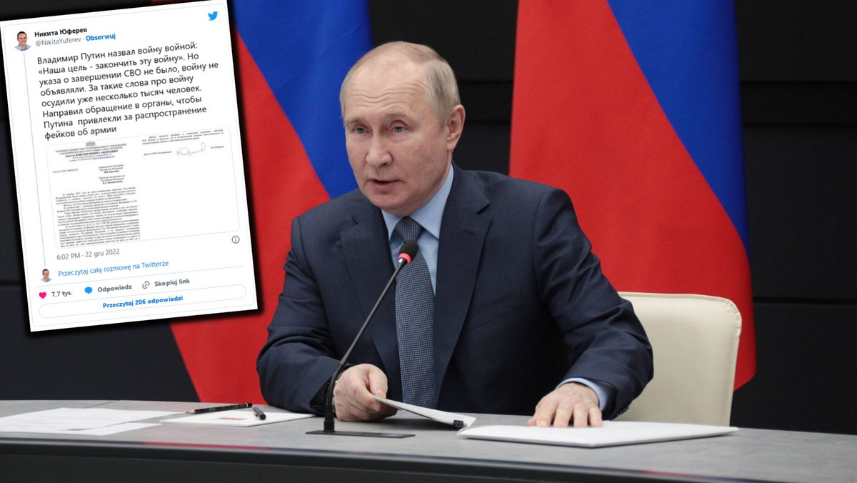 Putin użył słowa "wojna". Rosyjski opozycjonista zgłosił to do prokuratury 