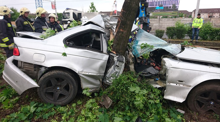 Súlyos baleset történt reggel a Hungária körúton - fának csapódott a BMW / Fotó: Blikk