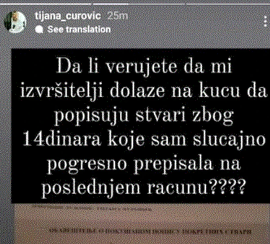 Tijana Čurović, objava iz 2022. godine