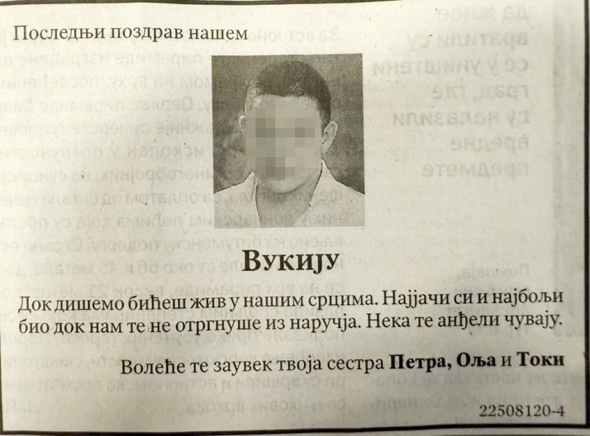 Sestre se opraštaju od Vukašina Stankovića