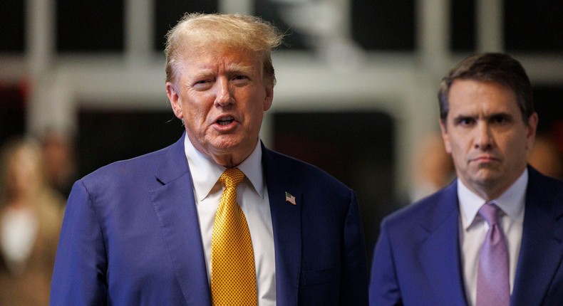 Donald Trump outside court in New York.Sarah Yenesel/AP