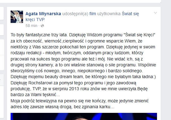 Agata Młynarska na Facebooku