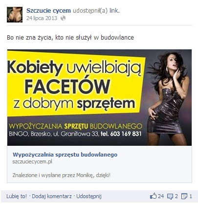 Screen ze strony "Szczucie cycem"