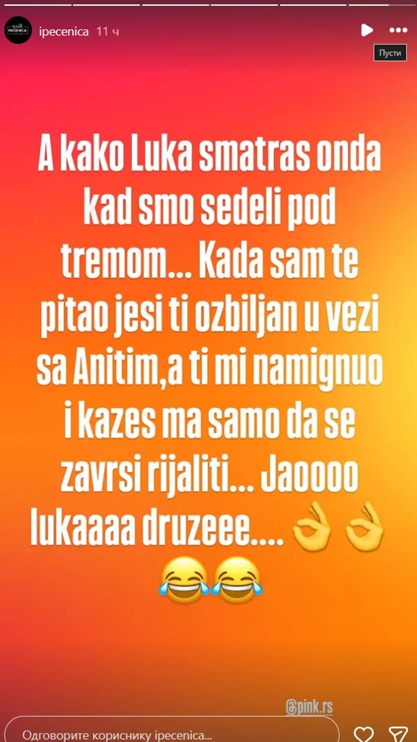 Bivši učesnik otkrio da mu je Luka priznao da će biti sa Anitom samo do kraja rijalitija