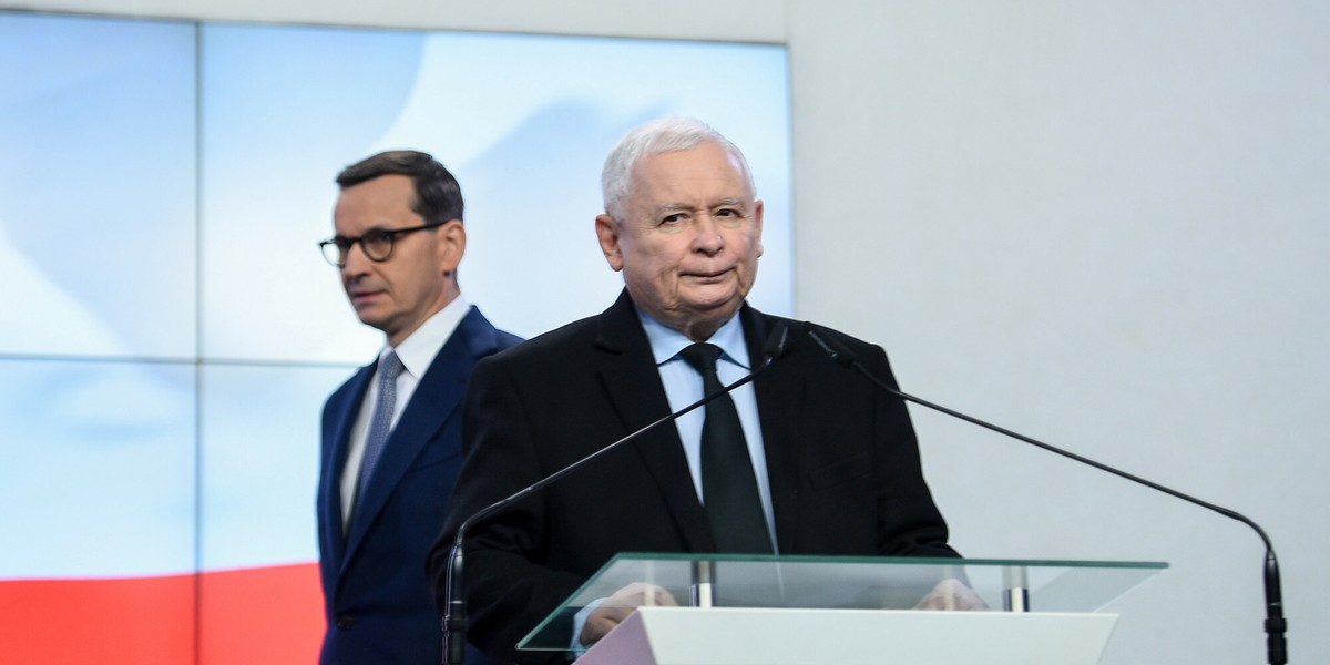 Premier Mateusz Morawiecki i prezes PiS Jarosław Kaczyński