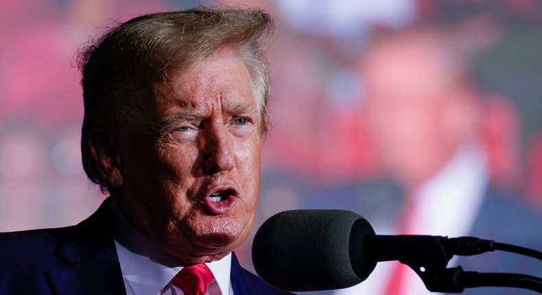 Former President Donald Trump speaks at a rally Friday, Aug. 5, 2022, in Waukesha, Wis