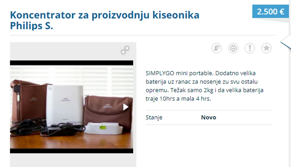 U slobodnoj prodaji cena koncentrator za kiseonik ide i do 2.500 evra 