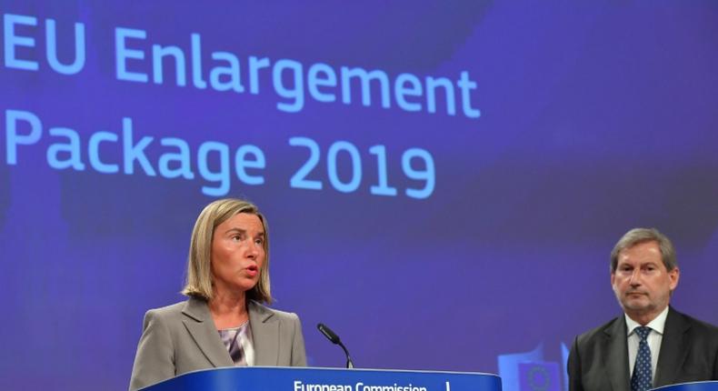 Diplomatic chief Federica Mogherini and enlargement commissioner Johannes Hahn called for the 28 EU states to start membership talks with Albania and North Macedonia immediately