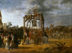 Obraz Norblina 'Wieszanie zdrajców'. Konfederacja targowicka