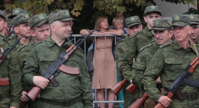 Reservists drafted during Russia's partial mobilization at a departure ceremony in Sevastopol in September.STRINGER/AFP via Getty Images