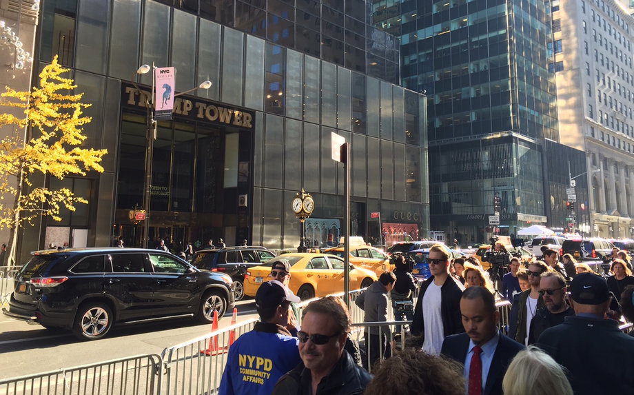 Chaos outside the Trump Tower in Midtown Manhattan.
