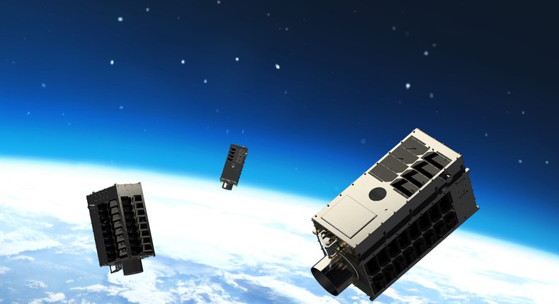 Satellites from GHGSat, shown in this rendering, can help detect methane leaks.