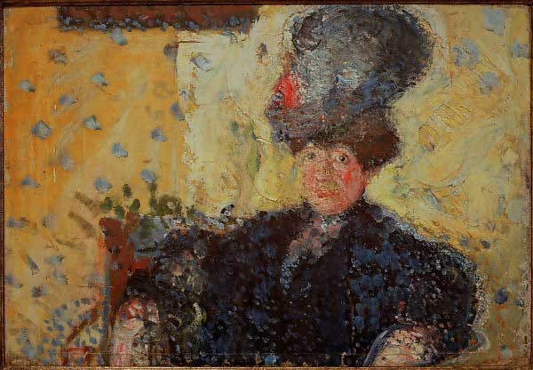 Dies ist ein expressionistisches Gemälde von Richard Gerstl: «Bildnis von Mathilde Schönberg als Halbfigur», 1907.