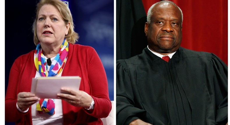 Ginni Thomas (left) in 2017 and Clarence Thomas (right) in 2009.Chip Somodevilla, Mark Wilson/Getty Images