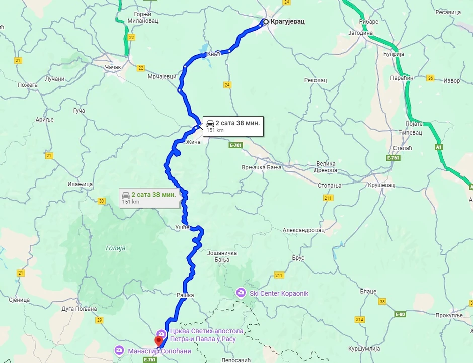 Mapa kretanja kombija