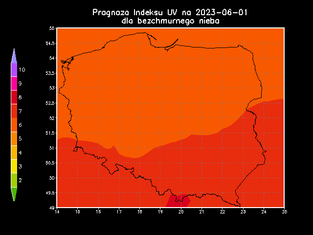 Prognoza promieniowania UV na czwartek