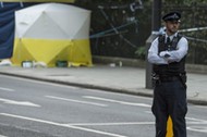 Police investigate the Russell Square stabbing crime scene