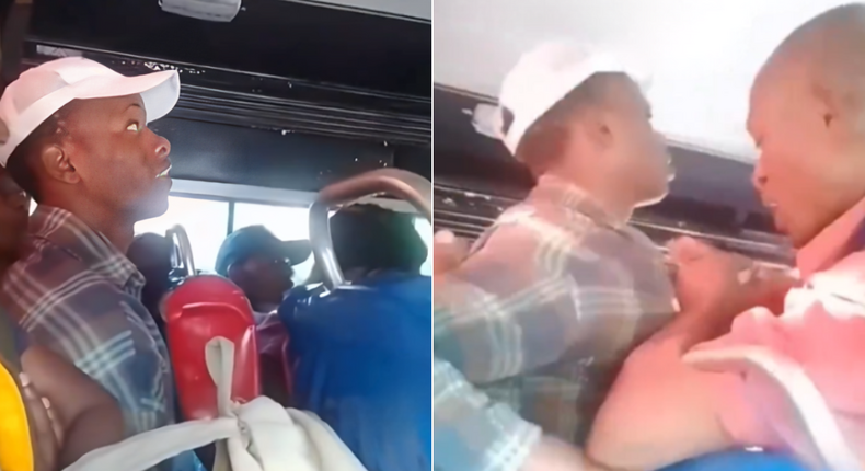 Angry passengers nearly eject a mna off a matatu