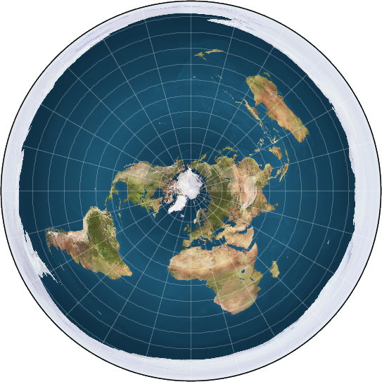 Model płaskiej Ziemi otoczonej lodowym murem / domena publiczna