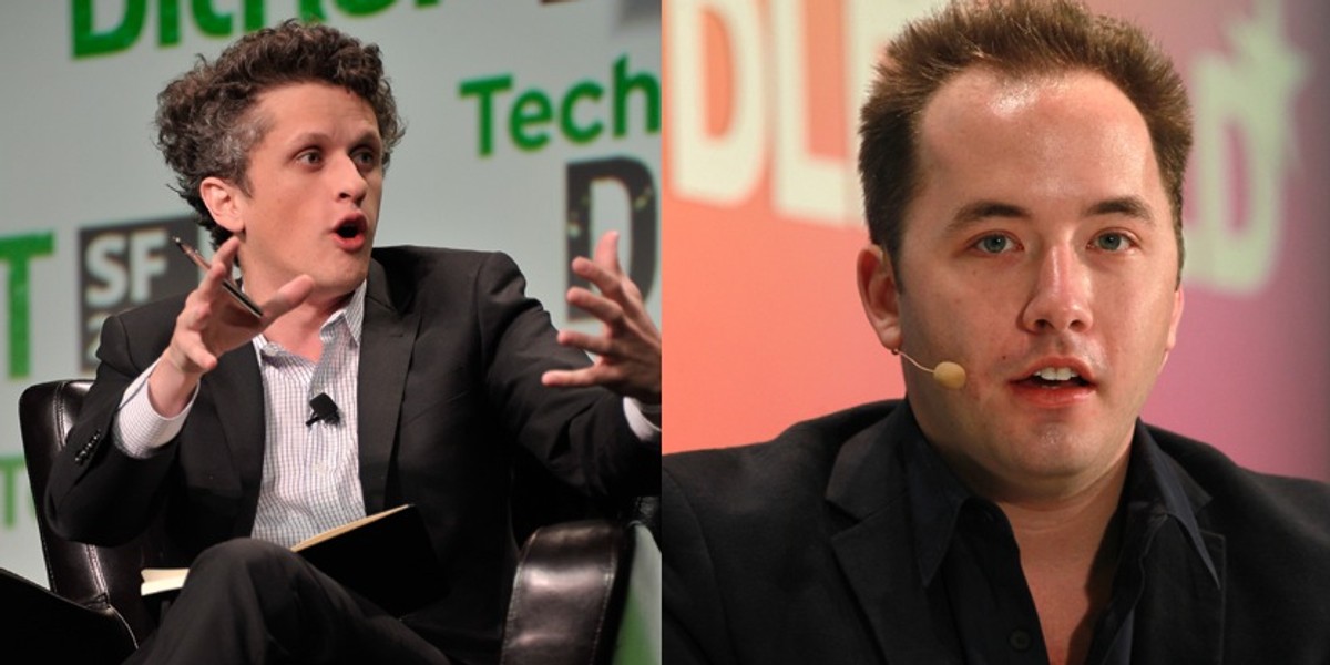 Box CEO Aaron Levie (right) and Dropbox CEO Drew Houston