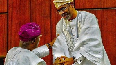 Speaker of the House of Representatives, Hon. Femi Gbajabiamila and Lagos state Governor, Babajide Sanwo-Olu. [Twitter/@femigbaja]