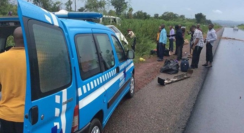 Men of the FRSC at an accident scene (Illustration)